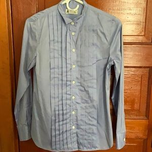 Thomas Mason / J.Crew button up pleated top. Sz 0